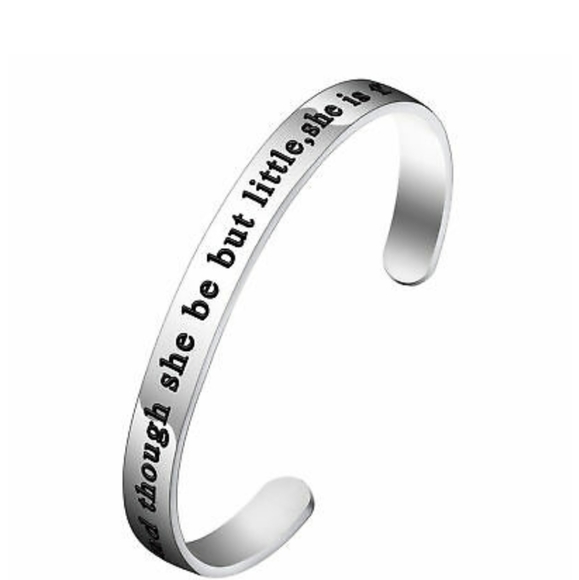 NWOT STAINLESS STEEL OPEN BANGLE QUOTE BRACELET - Picture 1 of 2